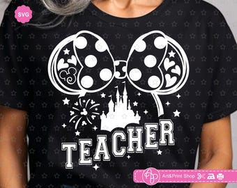 Mouse Girl Teacher SVG: Teach love inspire, Back to school, Mouse castle (Digital Download)
