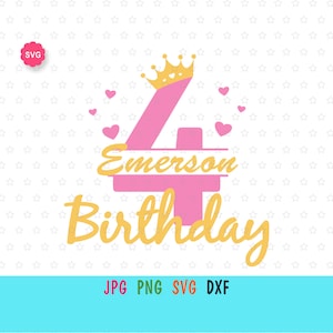 My 4th Birthday Girl Svg for cricut, Split birthday prints for t-shirt, Birthday girl Svg, Birthday shirt Svg
