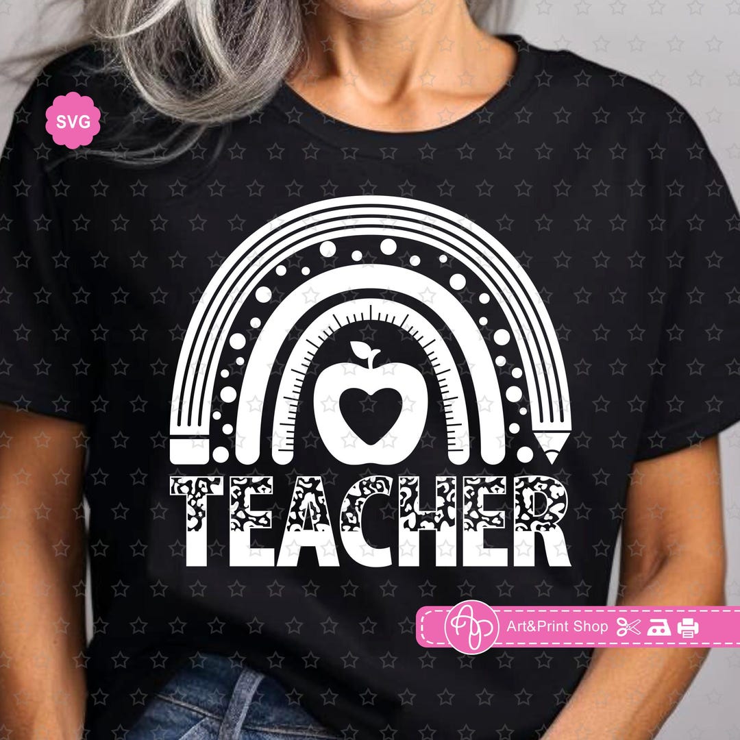 Rainbow Teacher Leopard Svg for Cricut, Back to School Svg, Teach Love ...