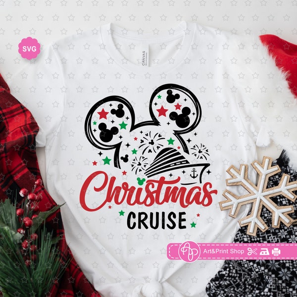 Mouse Christmas Cruise Svg for cricut, Christmas trip Svg, Boat cruise Svg, Mouse ears Svg, Christmas boy Svg, Holiday shirt Svg