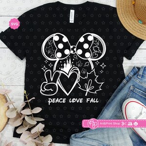 Mouse Girl Peace Love Fall Svg para cricut, Hola estampado de calabaza para camiseta, Orejas de ratón Svg, Hola Otoño Svg, Otoño Svg