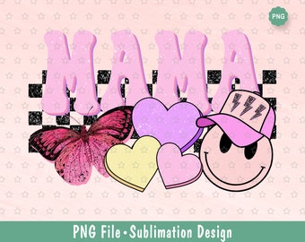 Mama Hearts Png, Retro Mama shirt Png, Valentines Day Png, Mama Png, Mama hearts Png