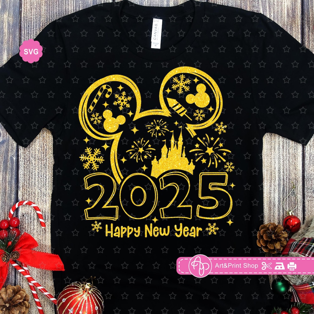 Mouse Happy New Year 2025 Svg for Cricut, Hello 2025 Svg, Mouse Ears Svg, New Year Svg, Welcome ...