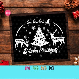 Frohe Weihnachten Svg für Cricut, Weihnachts schablone für T-Shirt, Weihnachtsmann Schlitten Svg, Weihnachten Rentier Svg, Weihnachtsdeko Svg