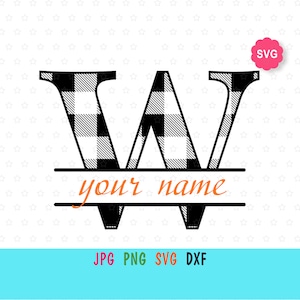 Split Monogram SVG for cricut, Letter W monogram print for t-shirt, Split font monogram for name design