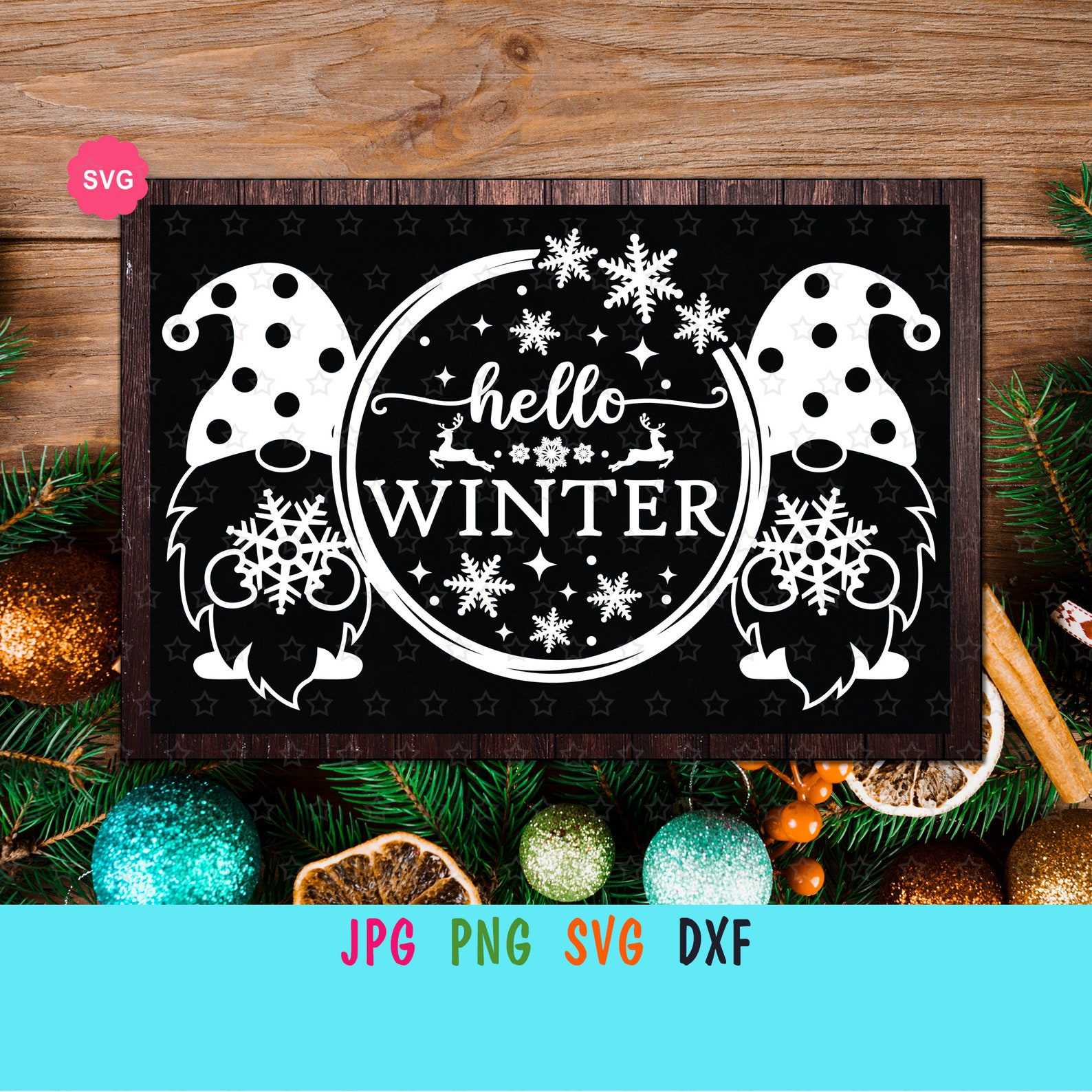 Hello Winter Gnomes Svg for Cricut, Christmas Gnomes Print for T-shirt ...