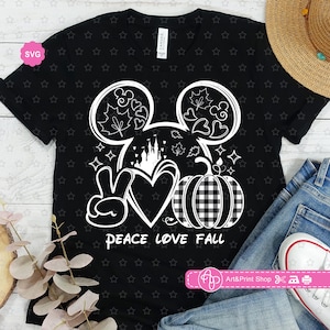 Mouse Peace Love Fall Svg for cricut, Hello fall Svg, Happy harvest Svg, Mouse ears Svg, Autumn Svg