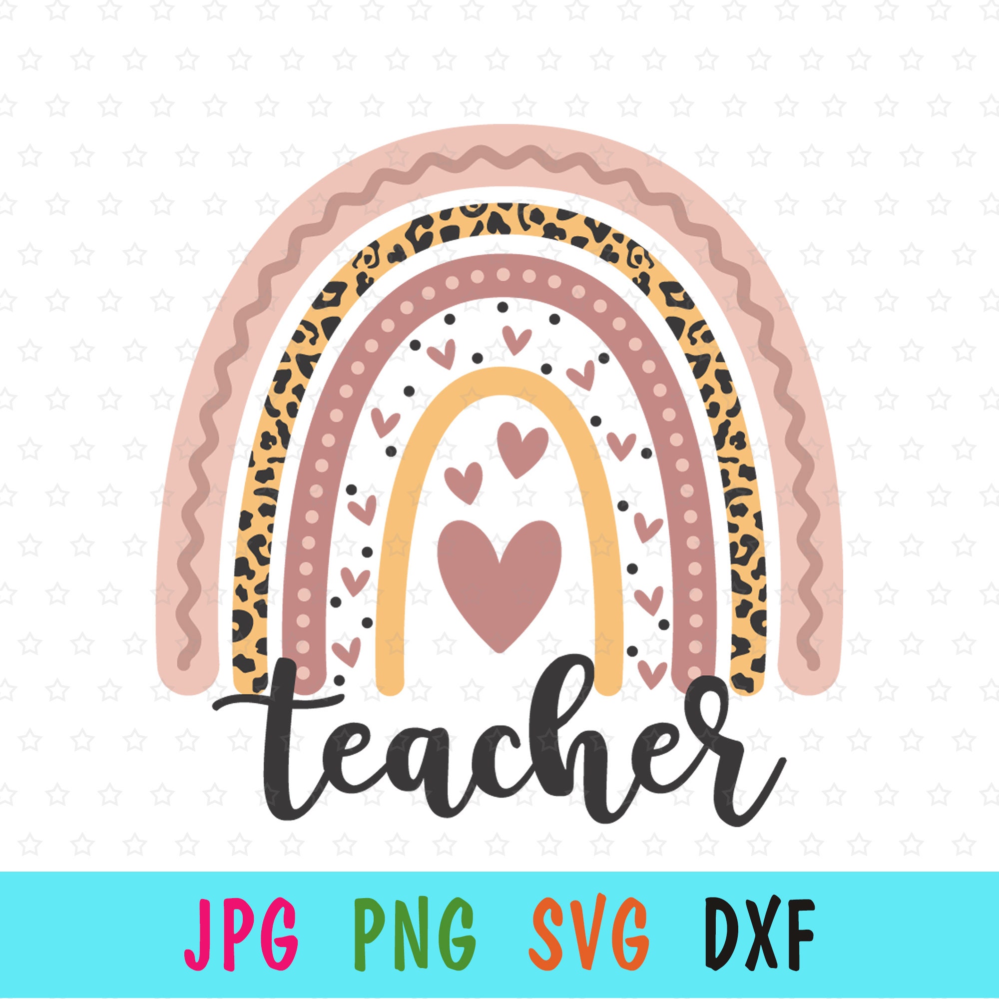 Boho Rainbow Teacher SVG for cricut Back to school print for | Etsy