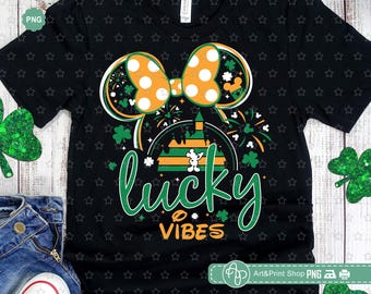 Maus Mädchen Lucky Vibes Png, St Patrick's Day Png, Lucky Shirt Png, Shamrock Png, Lucky Day Png, Maus St Patrick's Sublimation