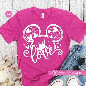 Ratón Amor Svg, Amor Svg, Orejas de ratón Svg, Día de San Valentín Svg, Corazón Svg, Camisa de San Valentín Svg