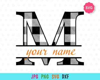 Split Monogram SVG for cricut, Split letter M print for t-shirt, Split alphabet monogram for name design
