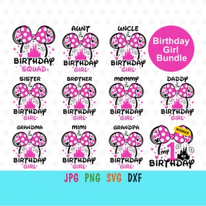 Mouse Birthday Girl Bundle Svg para cricut, Meu primeiro aniversário Svg, Aniversário princesa Svg, Aniversário bebê Svg