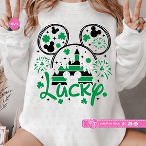 Castelo da sorte do rato Svg para cricut, Feliz dia de São Patrício Svg, Orelhas de rato Svg, Trevo Svg, Lucky Svg, Garoto sortudo Svg