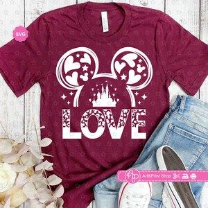 Ratón Amor Leopardo Svg, Amor Svg, Orejas de ratón Svg, Día de San Valentín Svg, Corazón Svg, Camisa de San Valentín Svg