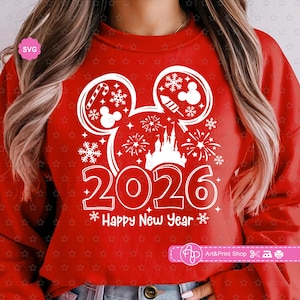 Mouse Happy New Year 2026 Svg for cricut, Hello 2026 Svg, Mouse ears Svg, New year Svg, Welcome 2026 Svg