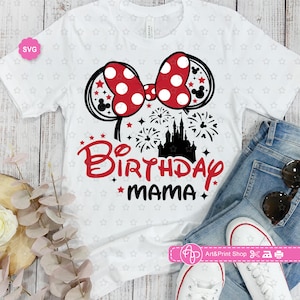Cumpleaños del ratón Mamá Svg para cricut, Escuadrón de cumpleaños Svg, Orejas de ratón Svg, Mamá Svg, Cumpleañera Svg