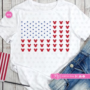 Mouse USA Flag Svg para cricut, Feliz 4 de julio Svg, Mouse patriótico Svg, Día de la Independencia Svg, Camisa americana Svg