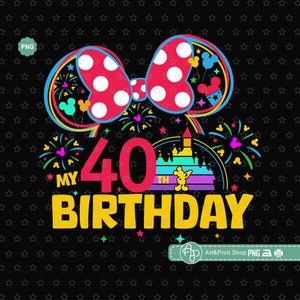 Chica ratón Mi 40 cumpleaños png, cumpleaños mamá png, 40 cumpleaños png, orejas de ratón png, cumpleaños abuela png, viaje del ratón png