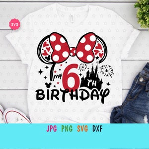 Mouse Meu 6º aniversário Svg para cricut, Aniversário de menina Svg, Orelhas de mouse Svg, Viagem de meninas Svg, Aniversário de princesa Svg