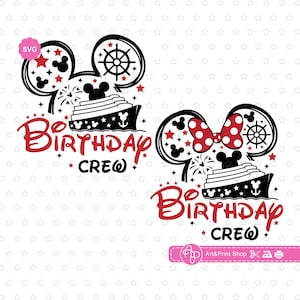Tripulación de cumpleaños de Mouse Cruise Svg para cricut, Svg de cumpleañero, Svg de crucero de ratón, Svg de cumpleañera, Svg de crucero familiar, Svg de tripulación de ratón