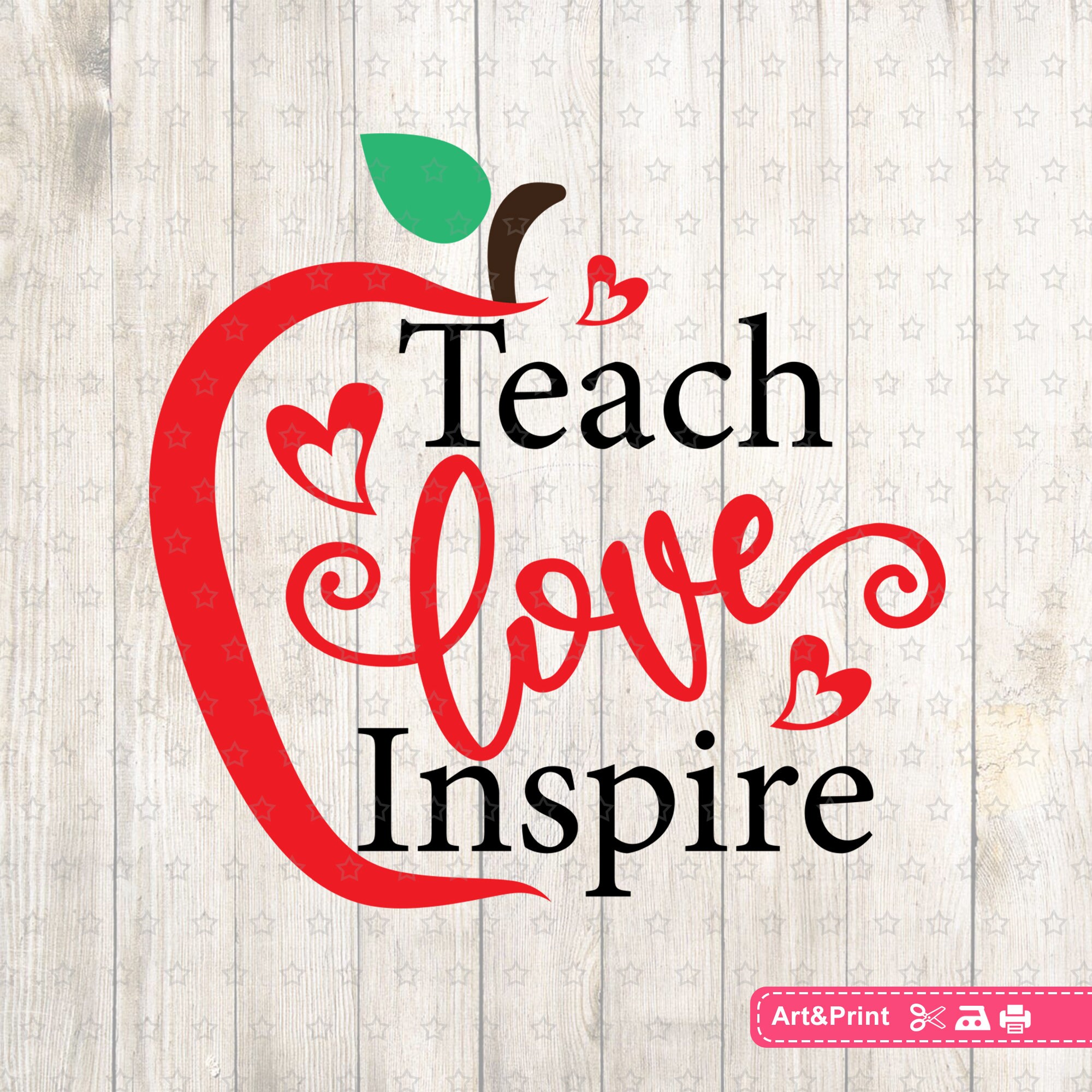 Apple Teach Love Inspire Svg for Cricut, Teacher Life Svg, Back to ...