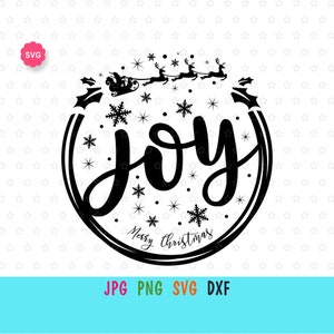 Joy Christmas Round Svg for cricut, Merry Christmas Svg, Santa sleigh Svg, Let it Snow Svg, Christmas eve Svg