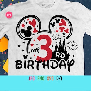 Mouse My 3rd Birthday Svg for cricut, Birthday boy Svg, Mouse ears Svg, My third birthday Svg, Birthday baby Svg