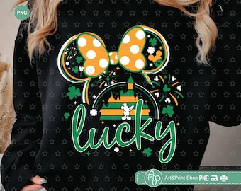 Mäusemädchen Lucky Png, St Patrick's Day Png, Lucky Vibes Png, Shamrock Png, Lucky Day Png, Maus St Patrick's Sublimation