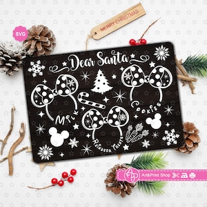 Mouse Girl Cookies pour Santa SVG pour cricut, Plateau de lait du Père Noël SVG, Oreilles de souris SVG, Collations de renne SVG, Noël SVG, Père Noël SVG