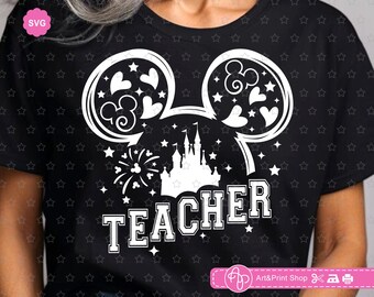 Mouse Teacher SVG: Teach love inspire, Back to school, Mouse castle (Digital Download)