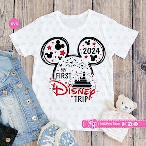 Mouse My First Trip 2024 Svg para cricut, Cumpleaños niño viaje Svg, Mouse castle Svg, Mouse viaje Svg para niños