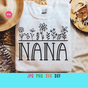 Bloem Nana Svg voor cricut, Wilde bloem oma Svg, Nana shirt Svg, Verjaardag mama Svg, Bloem Svg, Oma Svg