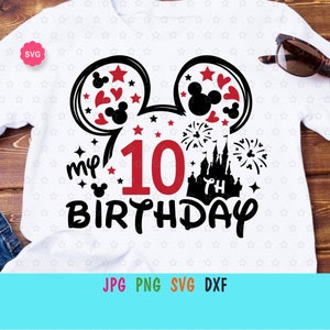 Maus mein 10. Geburtstag SVG für Cricut, Geburtstag Junge svg, Maus Ohren svg, mein 10 geburtstag svg, Geburtstag Baby svg