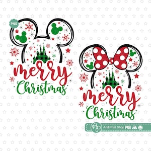 Paquete de ratón feliz Navidad Png, viaje de Navidad Png, vacaciones familiares Png, orejas de ratón Png, mamá navideña Png, copo de nieve Png