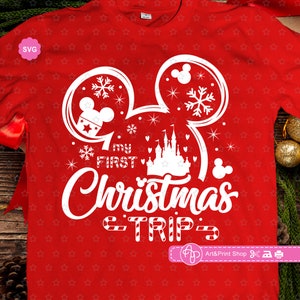 Mouse My 1st Christmas Trip Svg for cricut, Christmas shirt Svg, Mouse ears Svg, Christmas Svg, Christmas dad Svg
