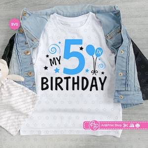 Meu 5º aniversário Svg para cricut, Aniversário de menino Svg, Meu quinto aniversário Svg, Aniversário de bebê Svg, Aniversário Svg