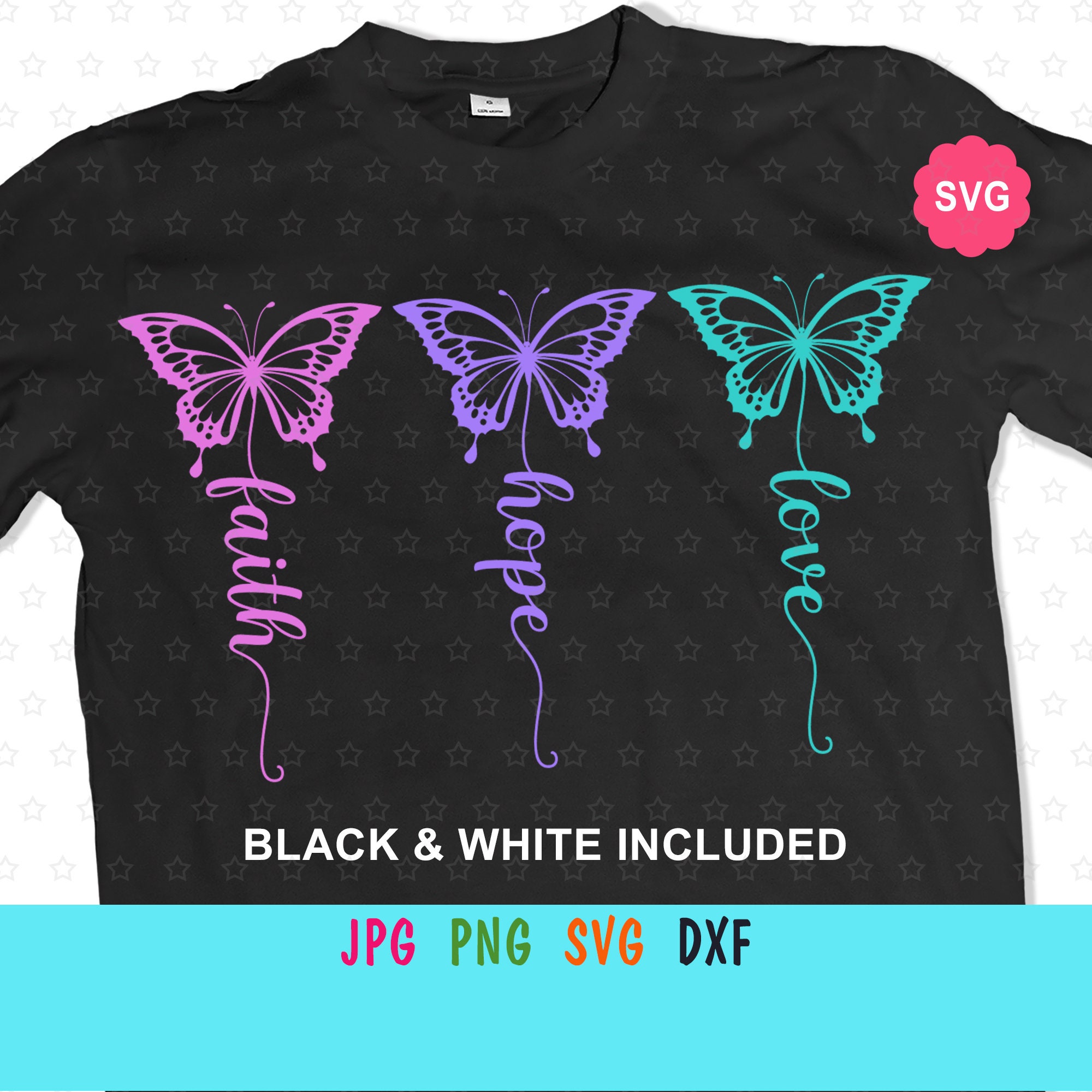 Download Faith Hope Love Butterfly Svg For Cricut Religious Silhouette Etsy