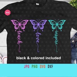 Teach Love Inspire Schmetterlings-Svg für Cricut, bester Lehrerdruck für T-Shirt, Schmetterlings-Svg, Lehrerleben-Svg