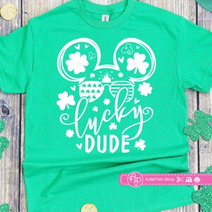 Mouse Lucky Dude SVG para cricut, impresión del Día de San Patricio para camiseta, Mouse trébol SVG para el día de Patricio