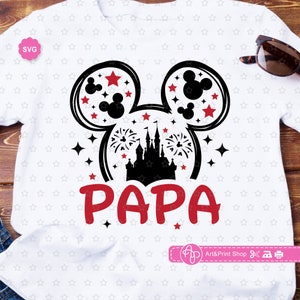 Ratón Papa Svg para cricut, Papa Svg, Viaje familiar Svg, Orejas de ratón Svg, Cumpleaños papá Svg, Abuelo Svg