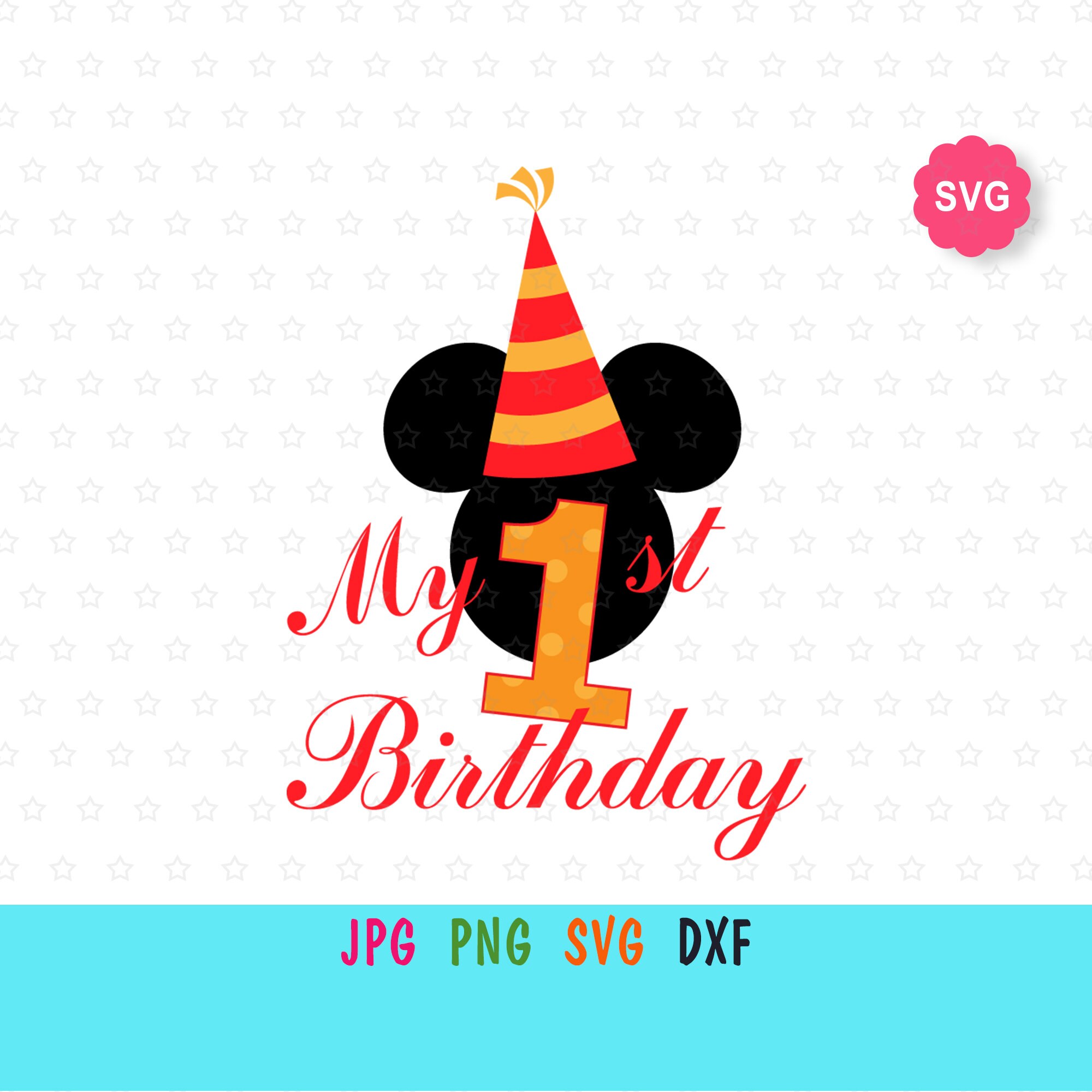 Mickey Mouse First Birthday SVG for boy gift My first | Etsy