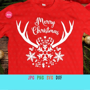 Frohes Weihnachtsgeweih Svg für Cricut, Rentier Svg, Let it snow Svg, Hello winter Svg, Christmas night Svg