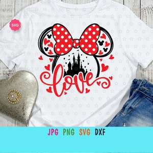 Mouse Girl Love Svg para cricut, camisa del Día de San Valentín, Mouse Valentine Svg, Orejas de ratón Svg, Love Svg, Be my Valentine Svg