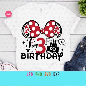 Maus mein 3rd Geburtstag SVG für Cricut, Geburtstagskind svg, Maus Ohren svg, Mädchen Reise svg, Geburtstagsprinzessin svg