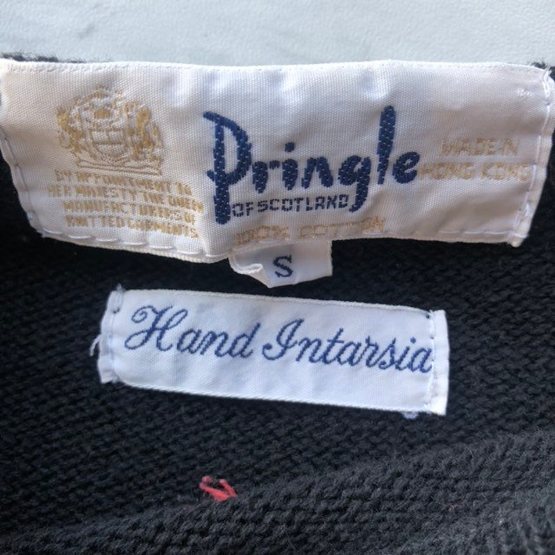 Vintage Pringle of Scotland Diamond Pullover Sweater Small Hand Intarsia