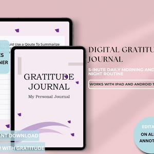 Gratitude Journal Printable, Daily Journal PDF, Mindfulness Journal, Self Care Planner, Digital GoodNotes Journal, Instant Download
