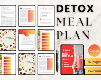 Detox-Speiseplan | 14-Tage Detox Speiseplan zur Gewichtsabnahme | Gut Gesundheit & natürliche Energie (druckbare PDF)