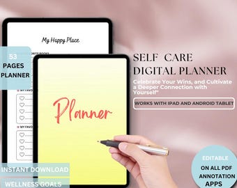 Self Care Planner Printable, Daily Wellness Journal, Self Love Tracker, Digital PDF Planner, Mental Health, GoodNotes, Instant Download