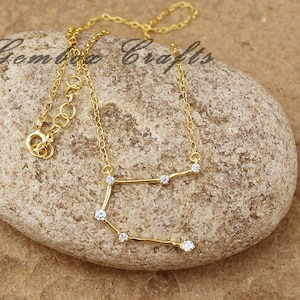 Personalized Zodiac Celestial Constellation 925 Sterling Silver Necklace- Star Sign Astrology Jewelry Gemini Leo Sagittarius Capricorn Aries