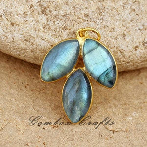 Mooie 100% natuurlijke flitsende labradoriet markiezin cabochon drie stenen sterling zilveren bezel blad hanger-Canadese esdoorn bladeren 925 sieraden